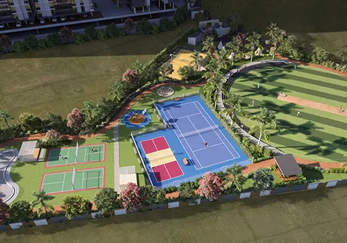 L-shaped modular kitchen with trolley cabinets included in the 2 BHK price in Kiwale.