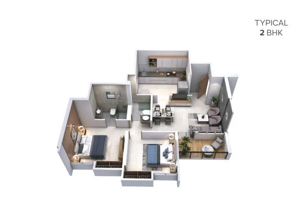 Gini Vivante 2 BHK FLoor Plan